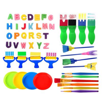 48Pcs Kids Paint Brushes Set Painting Drawing Stamp Kit Fun Playing Toy Teaching Tools for Children