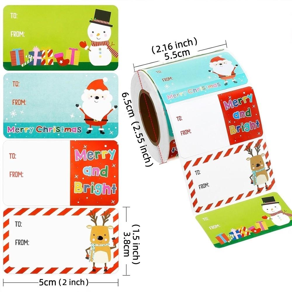 500pcs Christmas Self-Adhesive Gift Tags – 2x1.5 Inch Foil Labels With 5 Classic Designs For Holiday Gifts, Birthday, Special Occasions