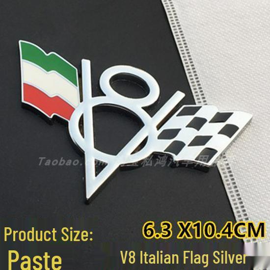 V8 Metal Car Decals for Chevrolet, Dodge, Jeep Tailgates - Includes American, German, British Flags