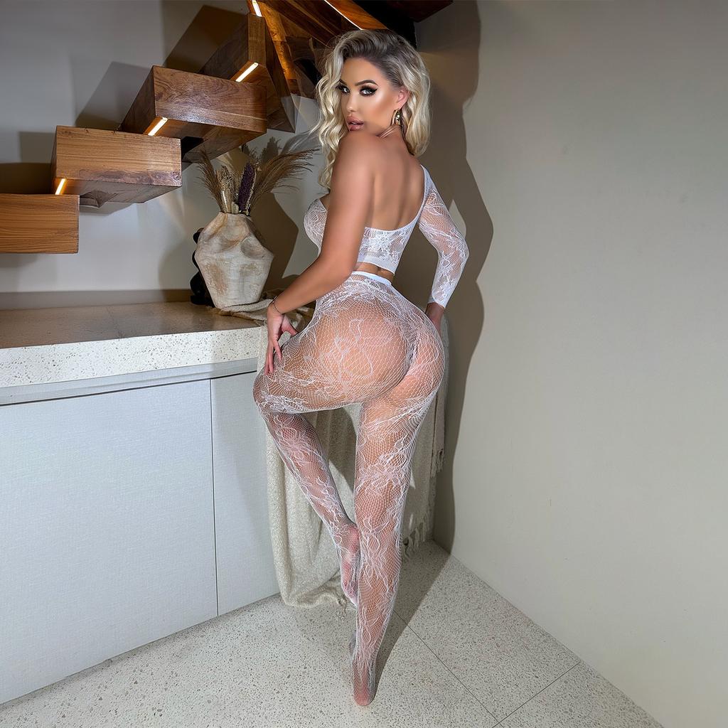 Bodysuit Tight Hollowed Out See Through Thin Exposed Breast Two-piece Set Lingerie Latex Bodysuit Woman See-through Sex Shop Xxx