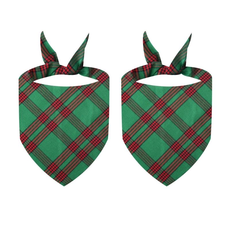 Dogs Checkered Scarf Pet Plaids Neckerchief Holiday Bandana Party Accessories