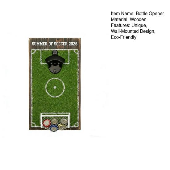 Football Field Bottle Opener Wall Mounted Bottle Opener with Cap Catcher Soccer Decor for Bar Kitchen Game Room Sports Gift for Football