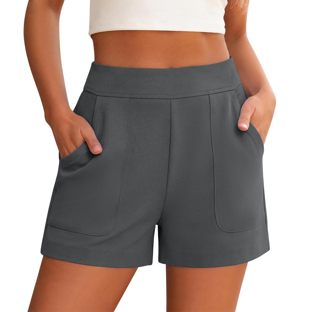 Women Summer Casual Elastic Waistband Lounge Shorts with Pockets Comfortable High Waist Relaxed Fit Soft Fabric