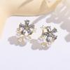 Korean Diamond & Pearl Flower Stud Earrings - Versatile, Fashionable, Elegant Accessory for Women