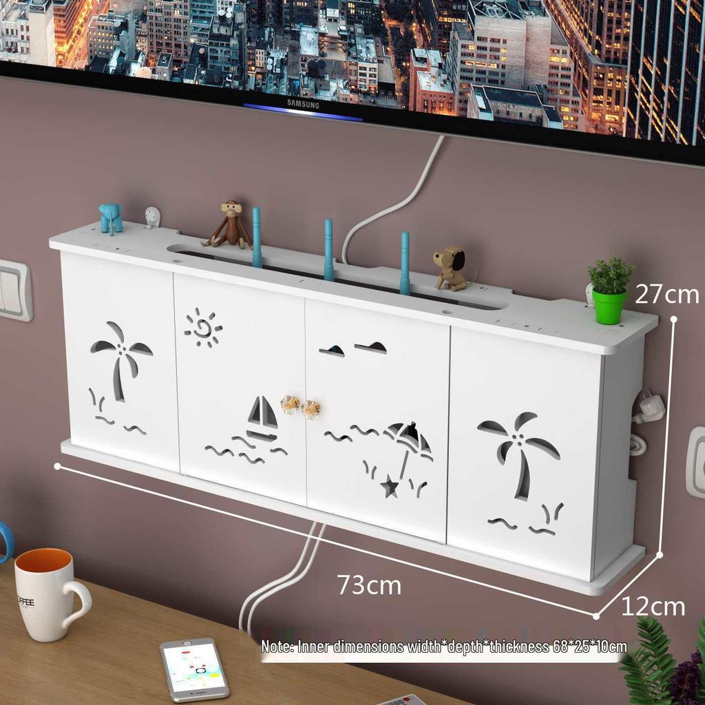 Wall-Mounted No-Drill WiFi Router and TV Set-Top Box Shelf for Living Room/Bedroom