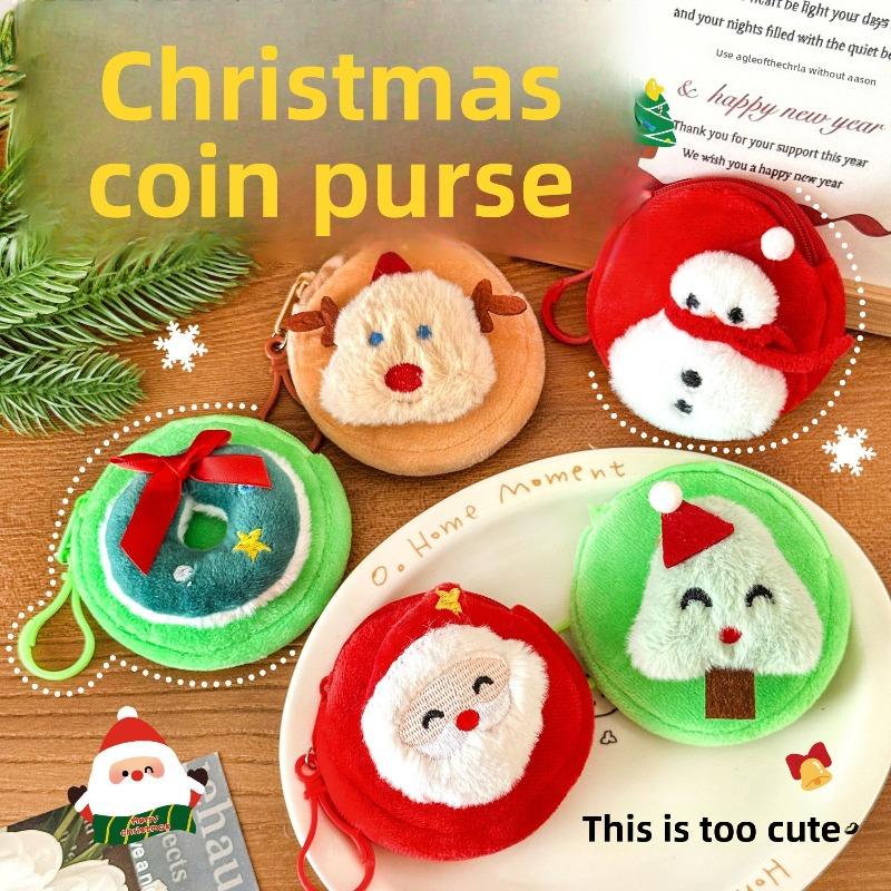 Roztomilá vánoční peněženka na mince, Kreativní plyšový přívěsek na hračku, Dětský vánoční přívěsek na sáček se sladkostmi, Malý dárek