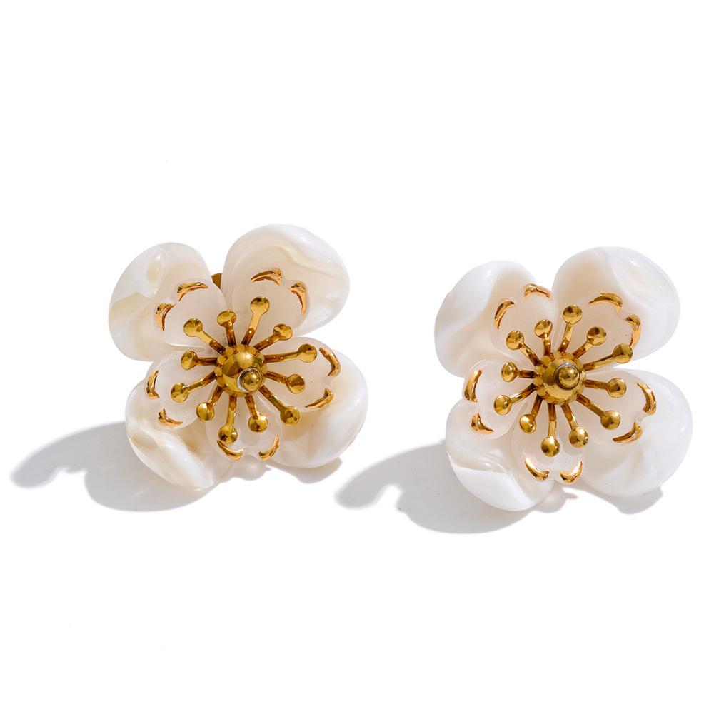 

Yhpup New Stainless Steel Resin Flower Stud Earrings for Women Spring Summer Aesthetic Young Jewelry Wholesale