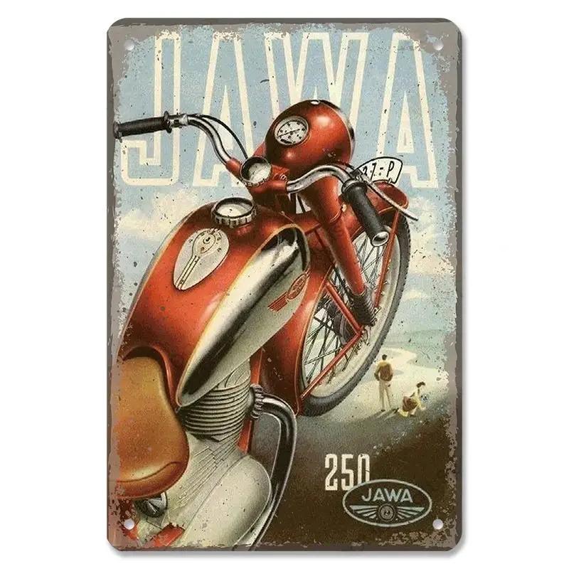 Vintage motokrosový plakát Kovové plechové cedule Motocykl Grand Prix Kovová plaketa Nástěnná dekorace pro garáž Moto Club Man Cave Bar