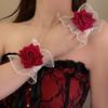 Dark Lolita Lolita Lace Wrist Sleeves Women'S Burgundy Rose Dress Sleeves Premium