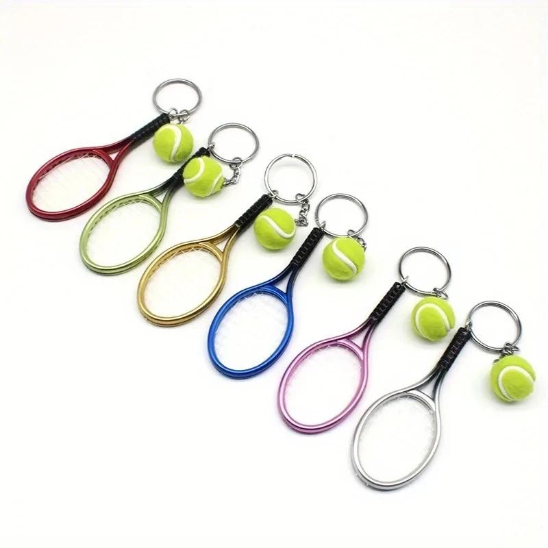 

1pc Tennis Keychain Alloy Tennis Raclet, Ball Split Ring Keychain For Sport Lovers Team Sports Bag Chain Pendant
