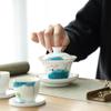 Hand-painted White Porcelain Sancai Gaiwan