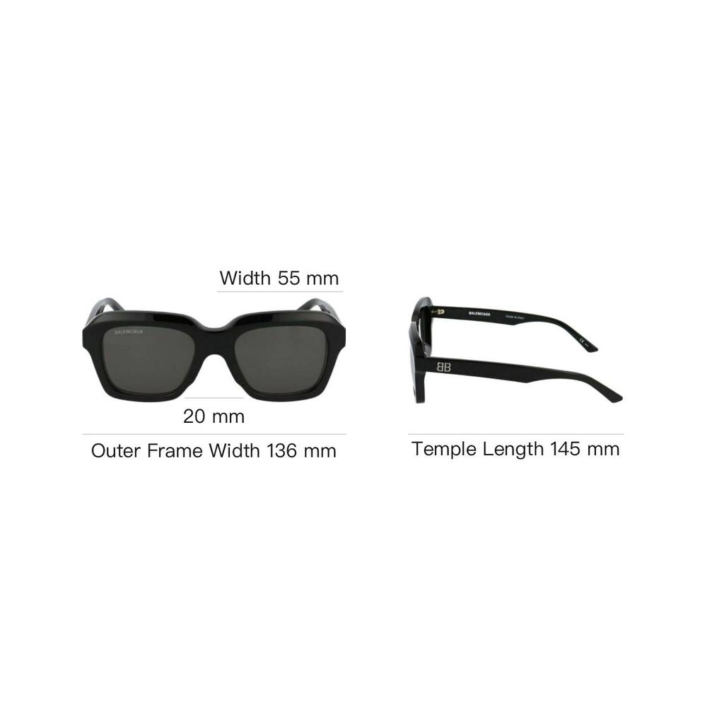 Balenciaga Minimalist Acetate Rectangular Sunglasses Unisex Sunglasses BB0127S-001