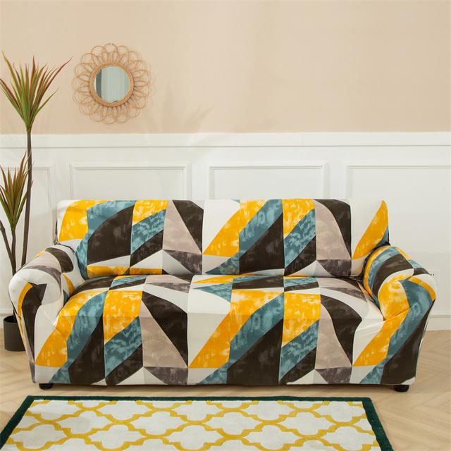 Geometrische große Sofabezüge für Wohnzimmer Ecke Chaiselongue Couch Schonbezüge elastische Sofaschutz Stuhl Sesselbezug 1 Stück