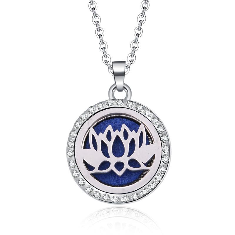 New Stainless Steel Alloy Fashion Aromatherapy Necklace Essential Oil Diffuser Perfume Locket Pendant Women Jewelry Gift