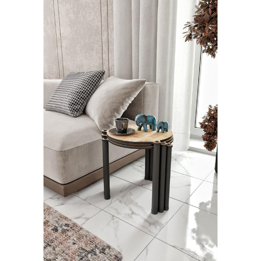 La Via Sapphire Oak Round Nesting Box 3 Pieces