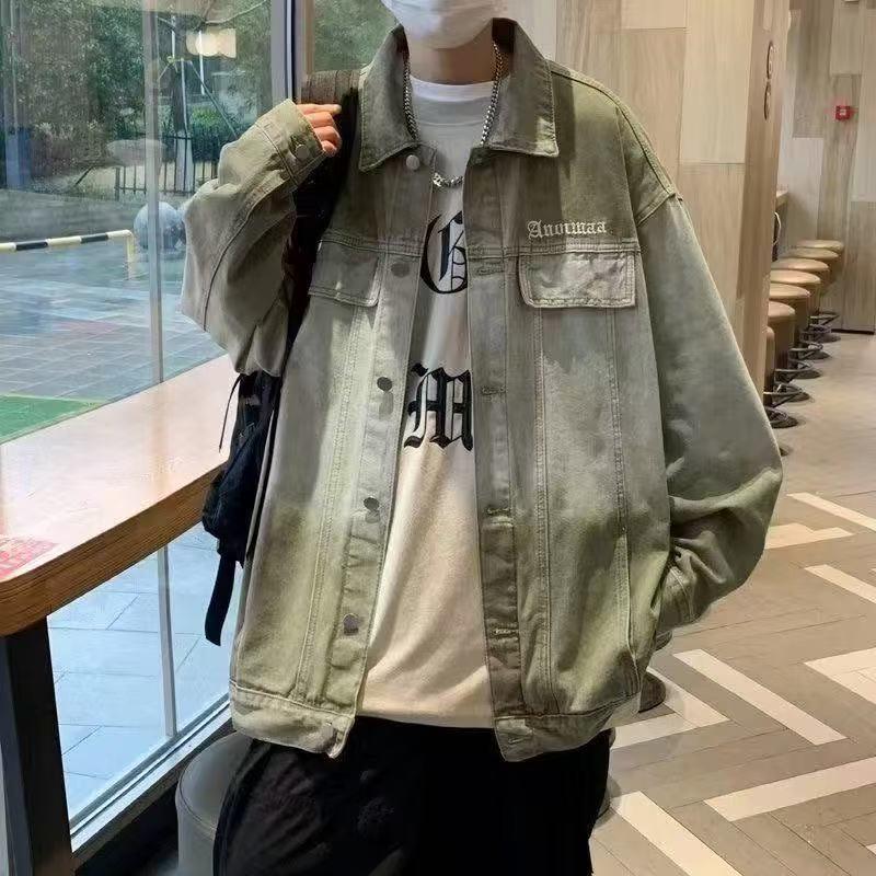 

Men s Korean Style Streetwear Denim Jacket: Autumn/Winter Versatile Loose Workwear with Japanese Influences M