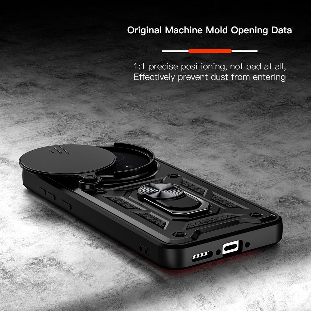 KEYSION Shockproof Armor Case for VIVO X300 Pro 5G Silicone+PC Slide Camera Lens Protection Ring Stand Phone Cover for VIVO X300