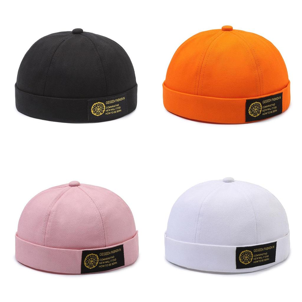 Solid Color Cotton Cap Round Top Hat Headwear Breathable Skullcap Unisex Gift