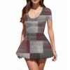 Women's Fashion Sexy Printing Short Sleeve Round Neck Bubble Hem  Dress
