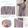 Narebualo Cietupoop Lapel Front Striped Sanded Long Loose Solid Sleepwear for and Winter Women's V-Neck Pajamas, Button-Up Opening, Print, Sleeves,