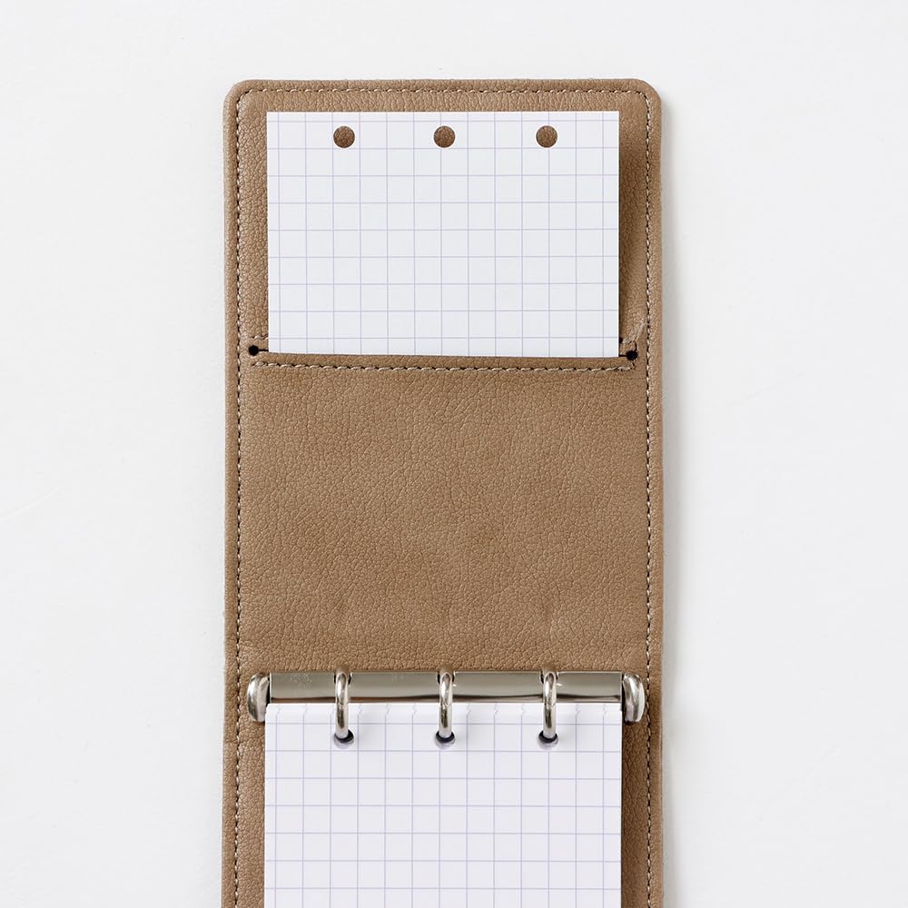 RHODIA Mini System Organizer 11mm Ring PU Synthetik Vive 3-Ring (11x8cm, Durchmesser) Leder, Beige, cf11ogz03-be