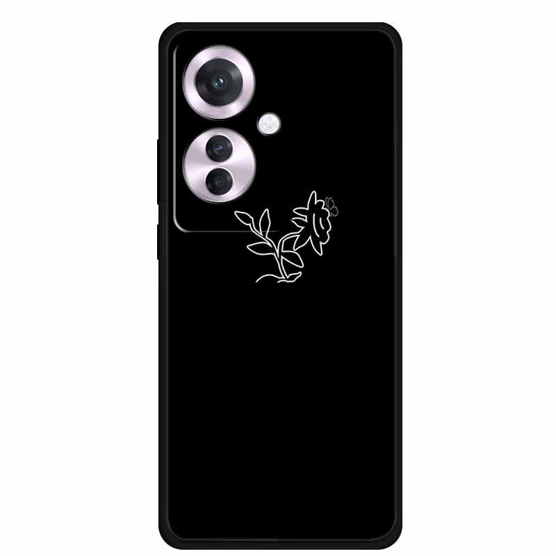 Reno 11F F25 Pro 5G Schwarze TPU Weiche Handyhülle, Einfaches Linien-Design