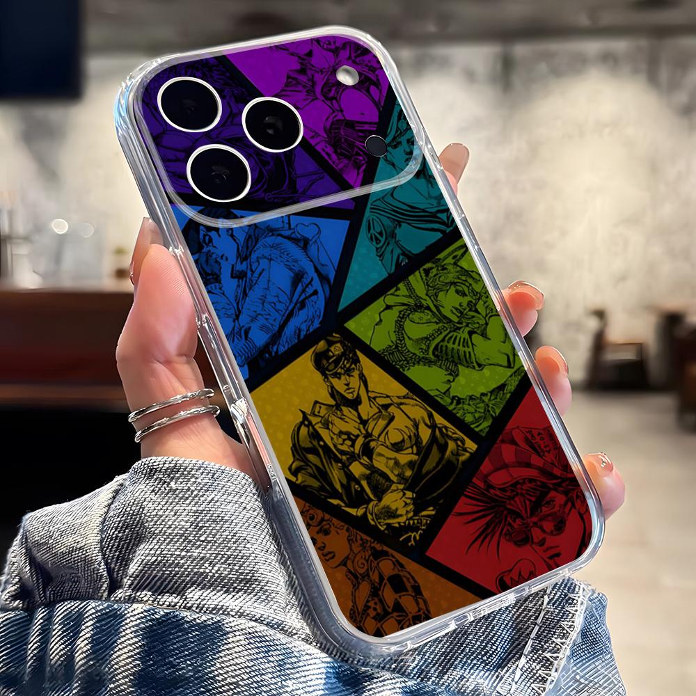 Anime JoJo Bizarre Adventure Phone Case For IPhone 17 16 Pro Max 15 14 13 11 12 Mini Xs X Xr 7 8 Plus Se Transparent Cover