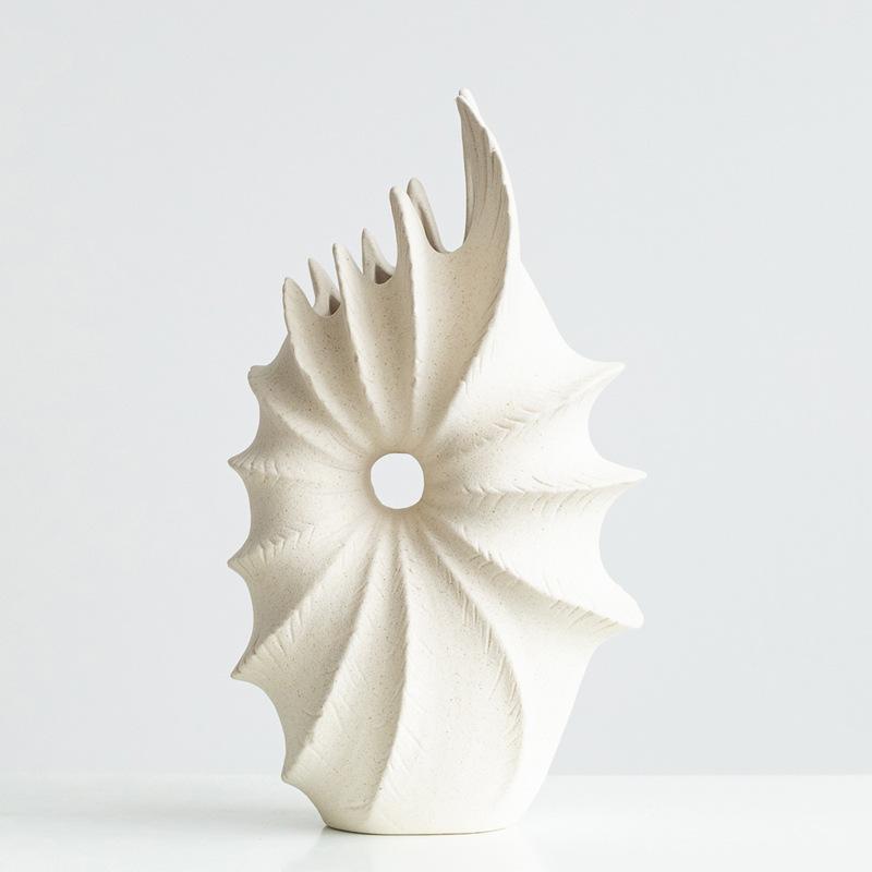 Creative Geometric Water Chestnut Flower Arrangement Simple Ceramic Vase Home Soft Decoration Ornament Crafts