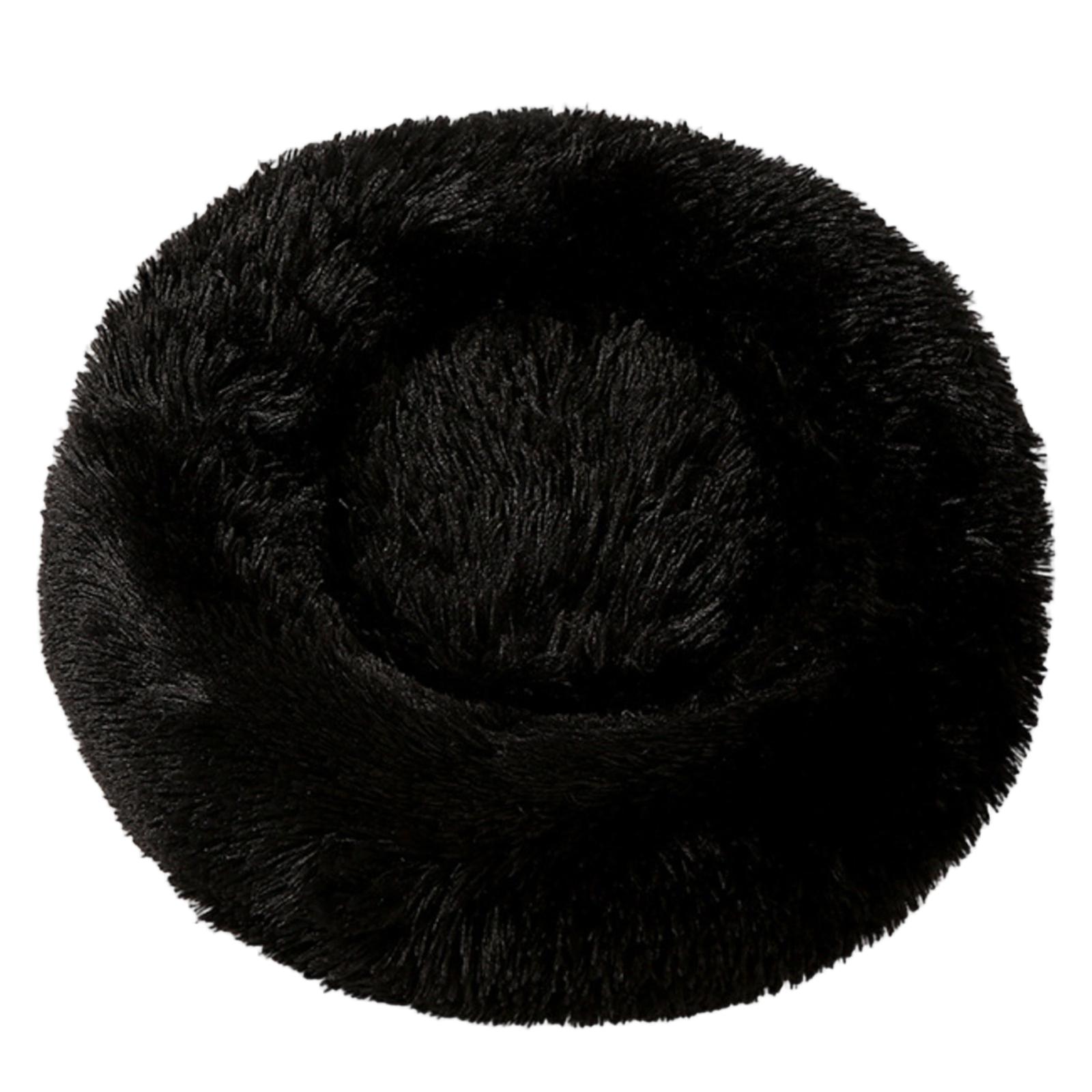 

Round Plush Pet Bed Soft Long Fur Cushion for Dogs Cats Comfortable Nest Cozy Sleeping Mat for Small Medium Pets 40cm Diameter One Size чёрный