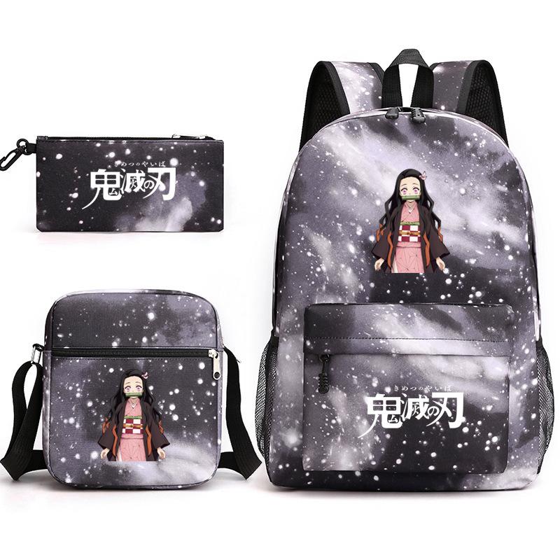 Anime Ghost Destroyer Blade Three-piece School Bag Small Shoulder Pencil Bag Primary and Secondary School Students Backpack