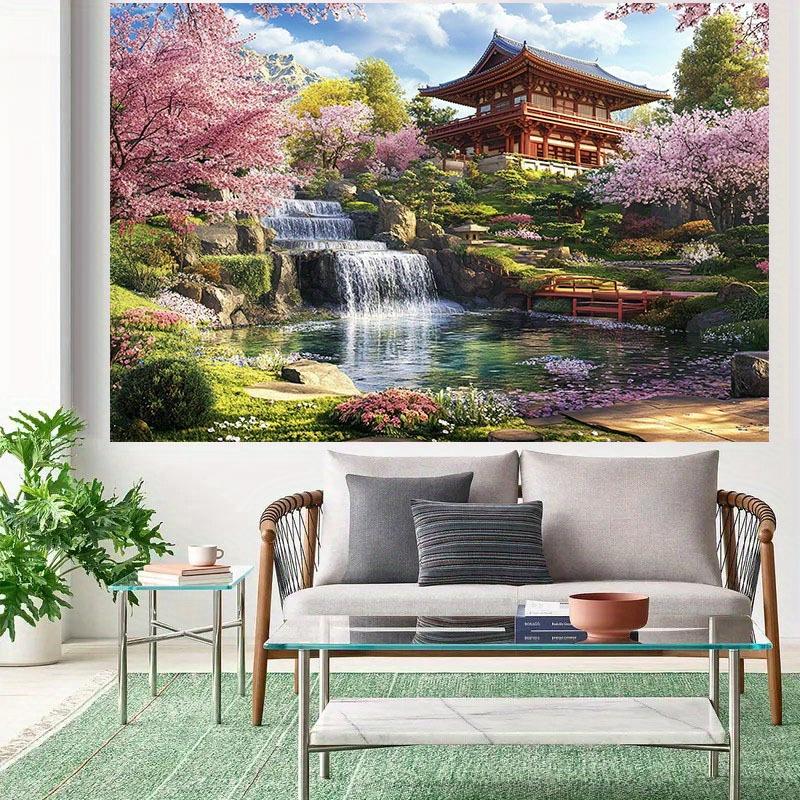 2D Plan 1 Japanese Zen Cherry Blossom Garden Background Cloth, Party and Photography