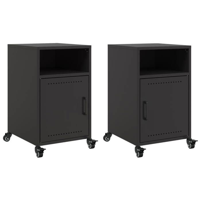 VidaXL Bedside Tables 2 Pcs Black 36x39x59 Cm Steel, Cabinet, Bedroom Furniture, Phone Stand, Cabinet 846717