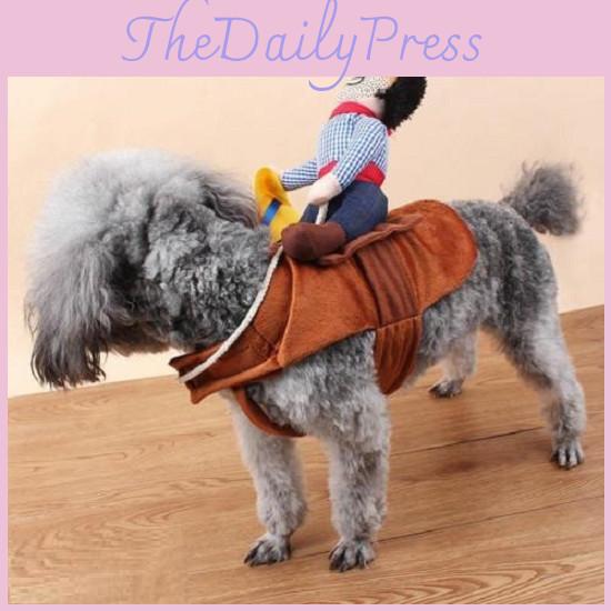 Dog Funny Cowboy Cat Rider Cosplay Costume Pet Puppy Party Coat Clothes Up Dress