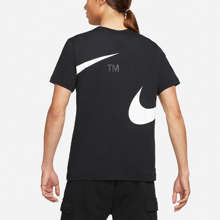 Nike Sportswear Double Swoosh Logo Crew Neck T-Shirt Men Tops Black DD3350-010