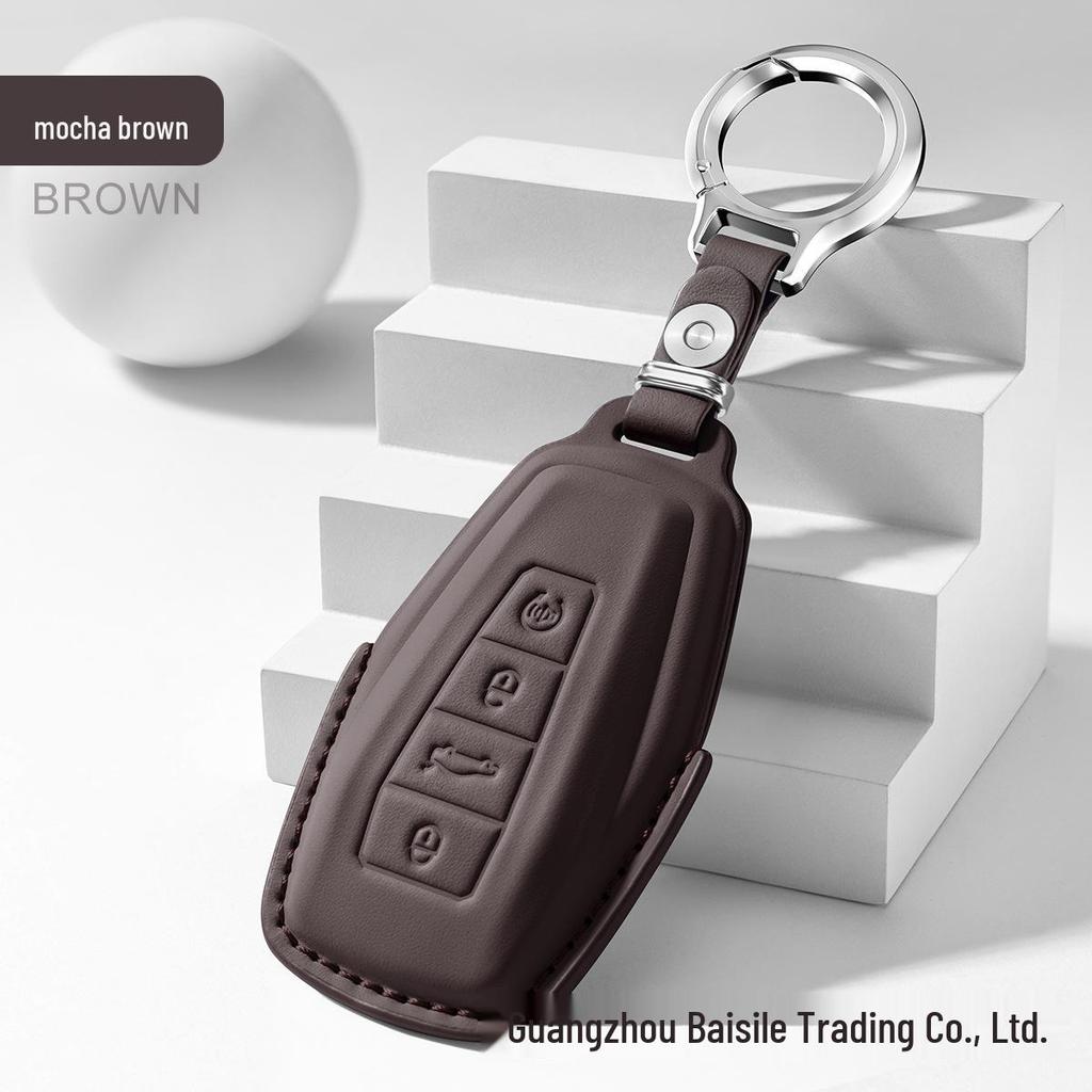 Premium Cowhide Key Cover for Geely Panda - Unisex Interior Accessory