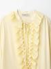 European & American Women's Spring 2025 Elegant Light Yellow Deep V-Neck Pleated Lace Shirt