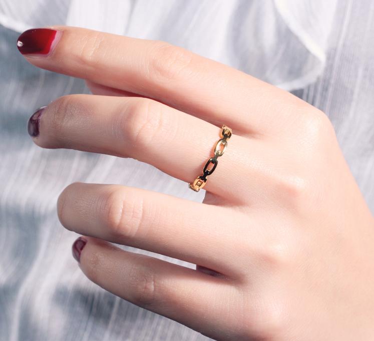 Chain Ring Stainless Steel Rings For Men Women's Rings Geometry Ring Finger Gold Silver Color Ring Set Women Gift