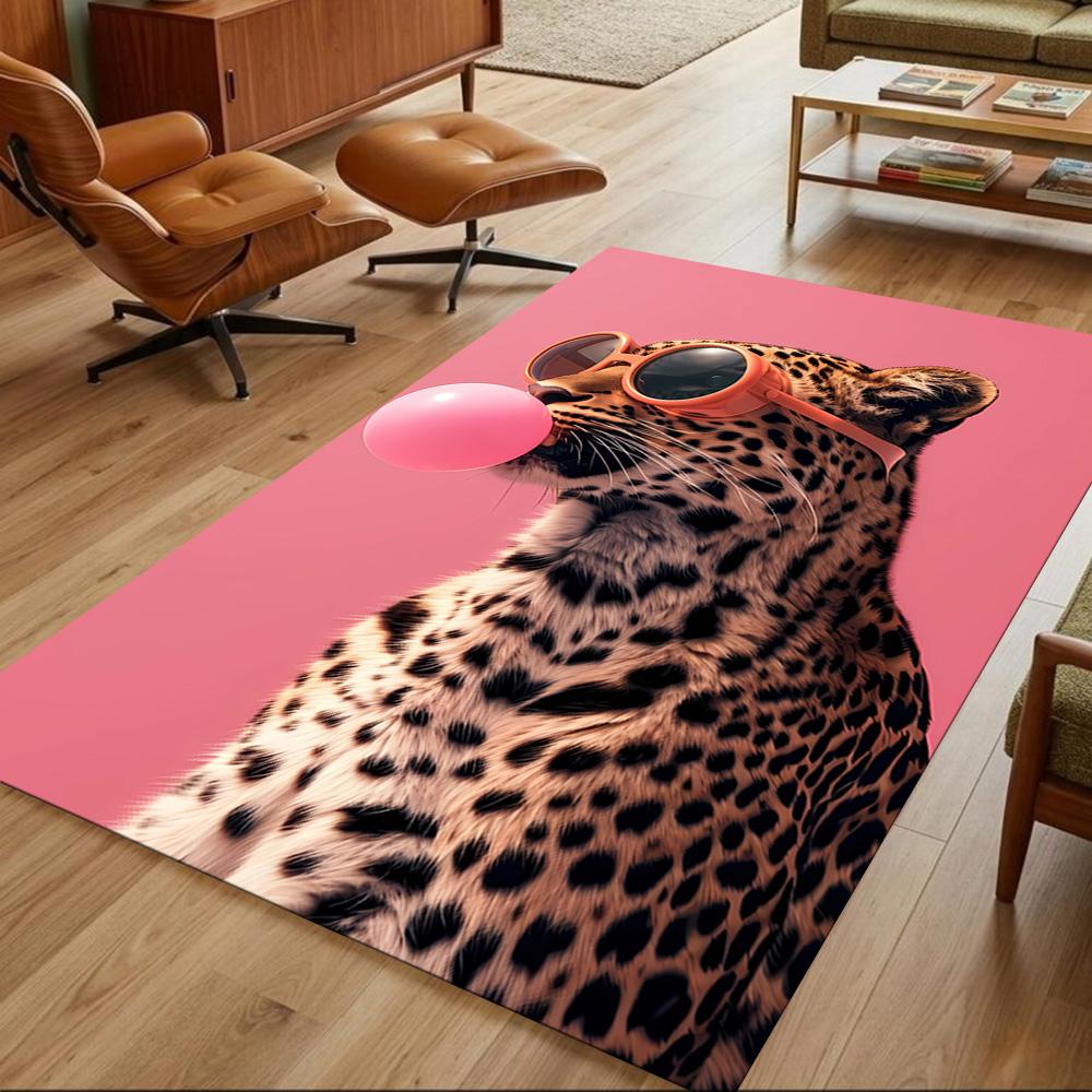 Leopard Emerging From Water Non-Slip Home Carpet Design for Office Decor Living Room Bedroom Gift