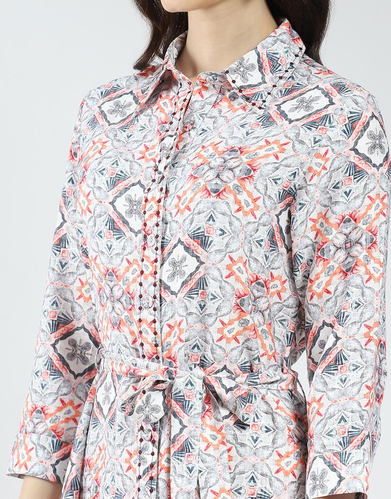 MONTE CARLO Damen-Tunikhemd mit bedrucktem Kragen