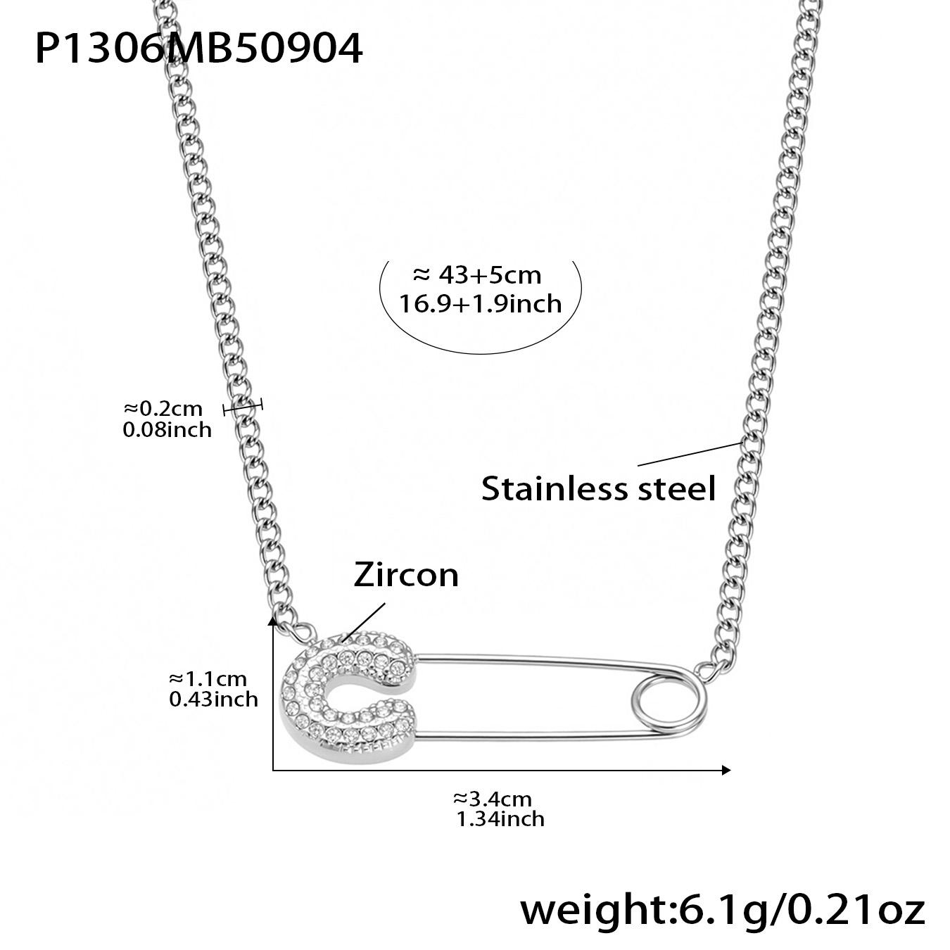 

Dainty Zircon Pave Safety Pin Necklace In Stainless Steel 18k Gold Plated Tiny Chain Pendant Necklaces Charm Necklace For Women