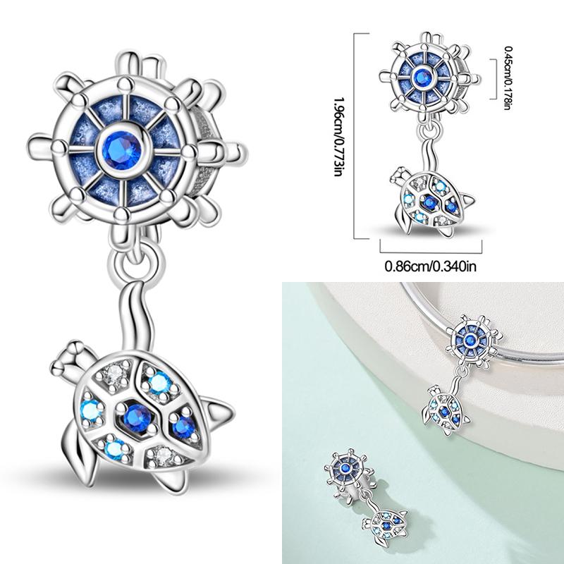925 Silver Ocean World Series Sea Turtle Starfish Little Crab Octopus Charms Bead Fit 925 Bracelet DIY Jewelry