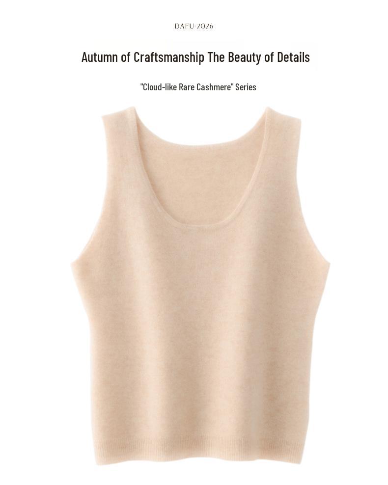 Lekasha Women's Cashmere U-Neck Sleeveless Base Layer Top