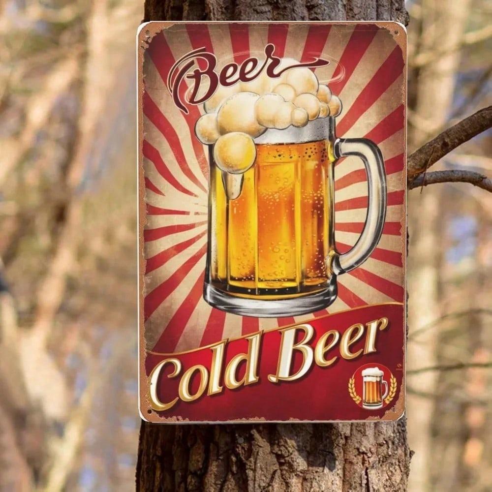 Vintage Beer Tin Sign Metal Wall Art Plaque 8x12 Rustic Retro Home Pub Bar Decor
