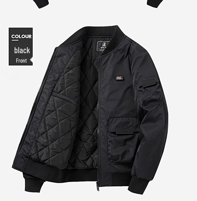 Chaqueta de Algodón Acolchada MA-1 para Hombre para Otoño/Invierno, Abrigo de Vuelo con Cuello de Béisbol