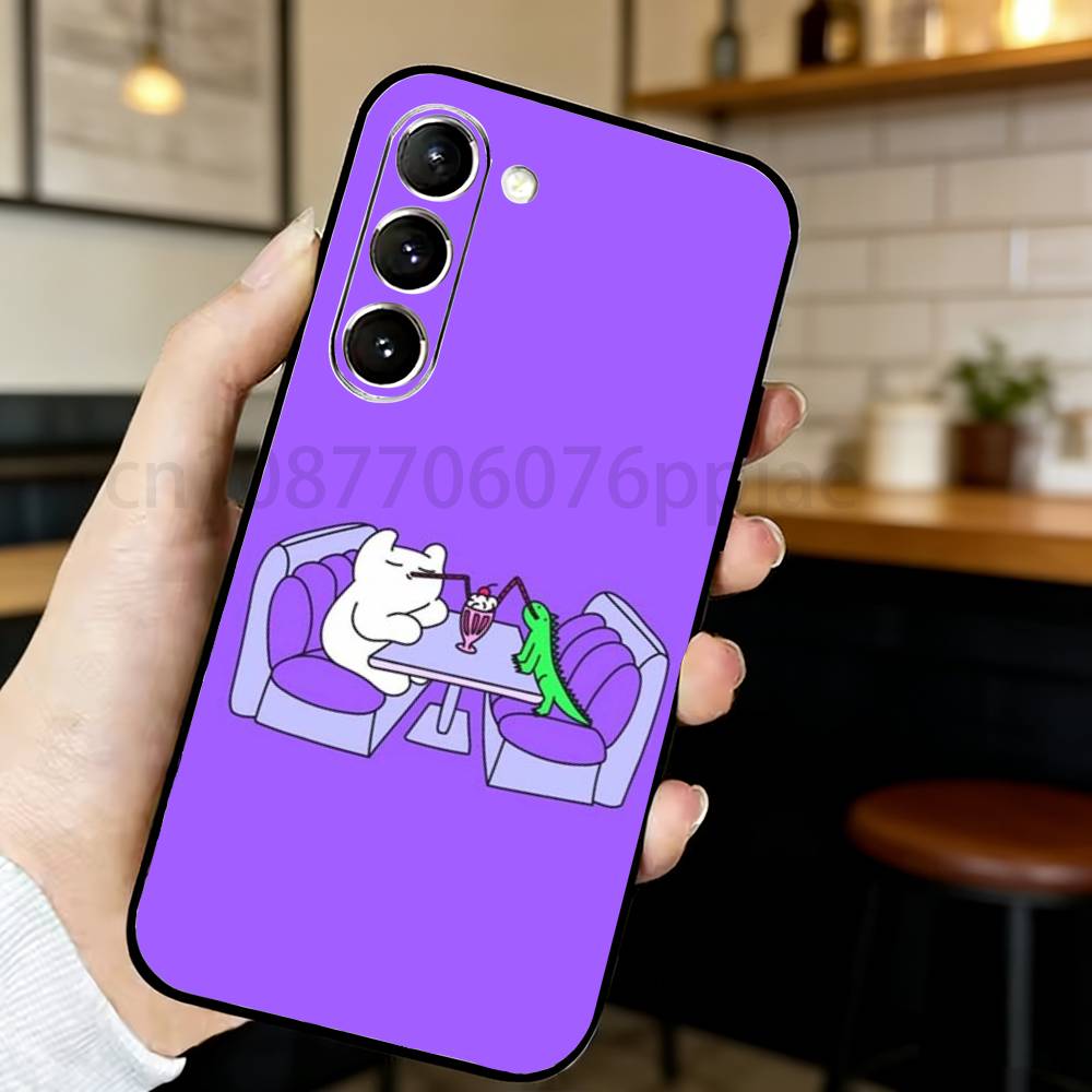 Cartoon Dinosaur Phone Case For Samsung S20,21,22,23,24,25,26 Ultra,Plus,Black Soft Cover Samsung S21lite