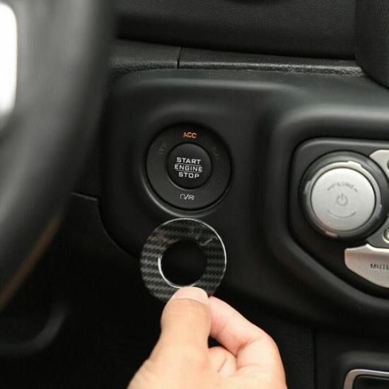 For 18-23 Jeep Wrangler JL Carbon Fiber Engine Start/Stop Button Trim Cover Ring