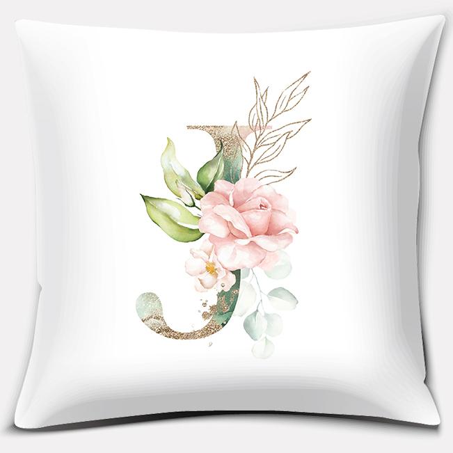 Green Flower Letter Series Pillow Gift Home Office Decoration Pillow Bedroom Sofa Car Cushion Cover Pillowcase