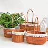 4 Styles Rattan Flower Basket Decorative Picnic Weaving Basket  Wedding