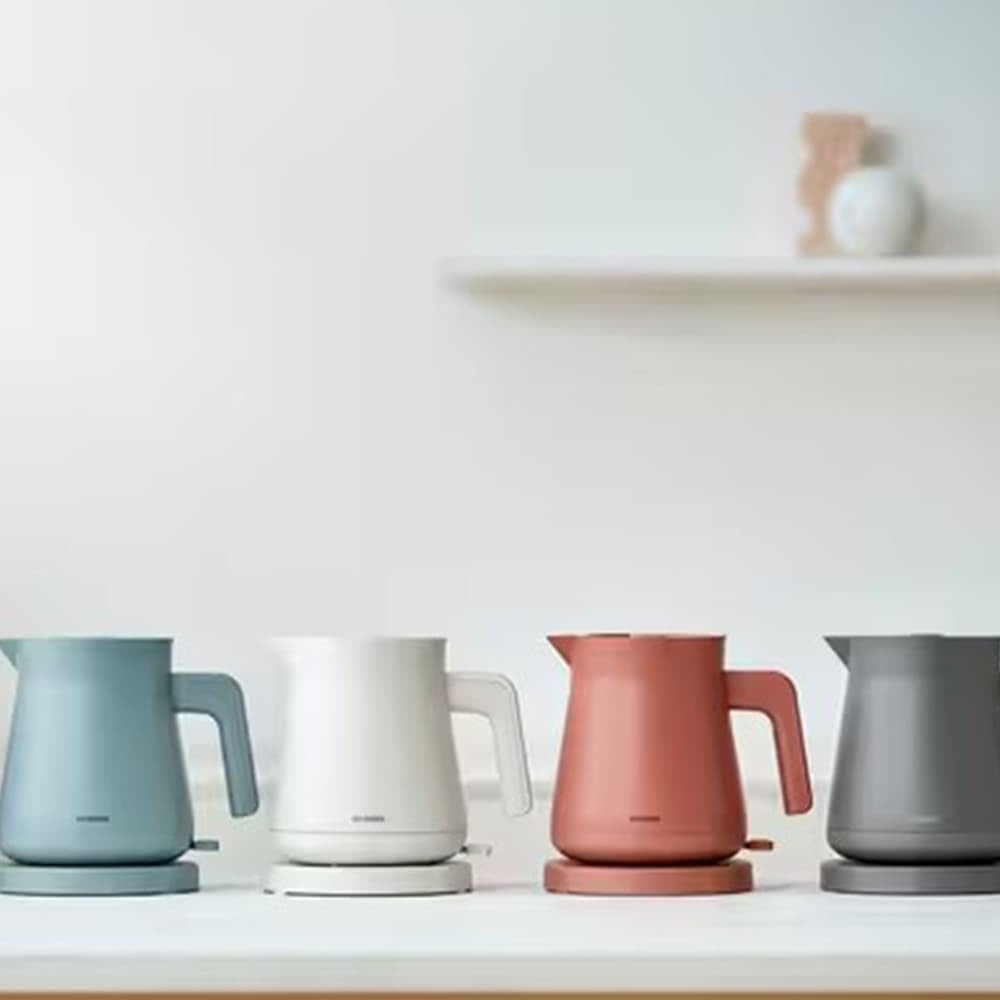 Iris Ohyama Electric Kettle Off White Terracotta Warm Gray Saxophone Blue Tipping and Leaking Prevention Structure Warm Gray IBKT-800-H