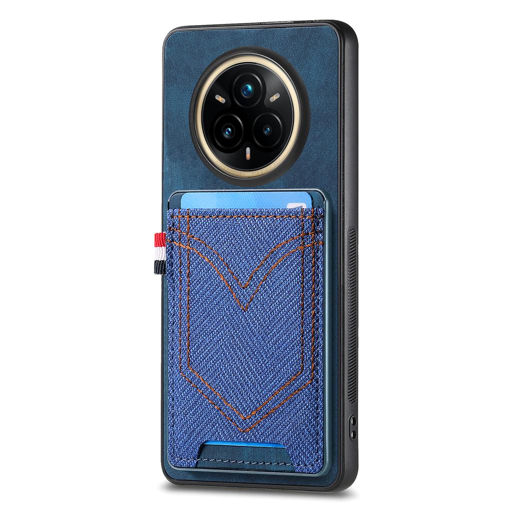 For Realme 14 Pro 5G Phone Case Retro Jean Cloth Texture Leather Back Cover with Card Holder